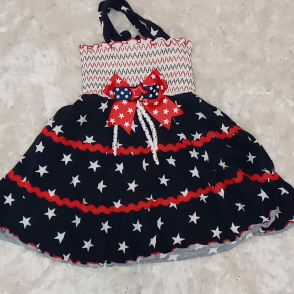 Red, white, and navy blue star dress